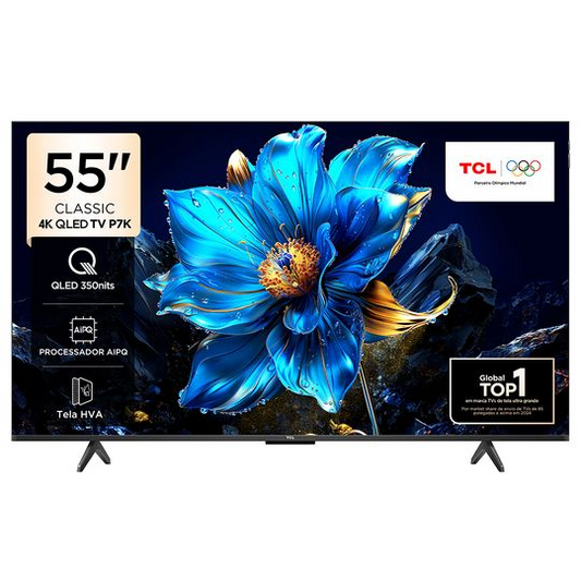 Smart TV 4K TCL Classic QLED 55 Polegadas com HDMI 2.1, Dolby Vision, Dolby Atmos e Wi-Fi Dual Band - 55P7K