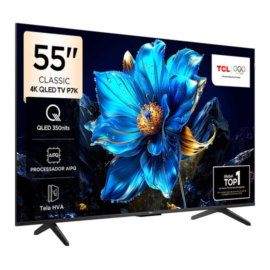 Smart TV 4K TCL Classic QLED 55 Polegadas com HDMI 2.1, Dolby Vision, Dolby Atmos e Wi-Fi Dual Band - 55P7K