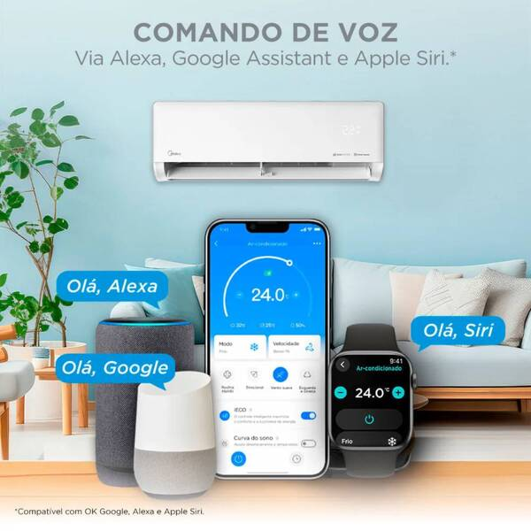 Ar Condicionado Split Inverter Quente e Frio 9000BTUs com Wi-Fi 220V AI Ecomaster Midea