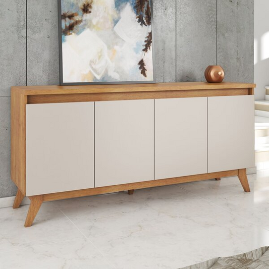 Buffet Aparador 4 Portas Mdp/mdf Mel Off White 156cm Eifel Mel/off White