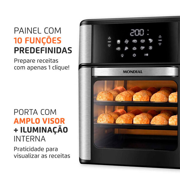 Fritadeira Air Fryer Forno Oven 12l Mondial Afon-12l-bi 2000w 127V