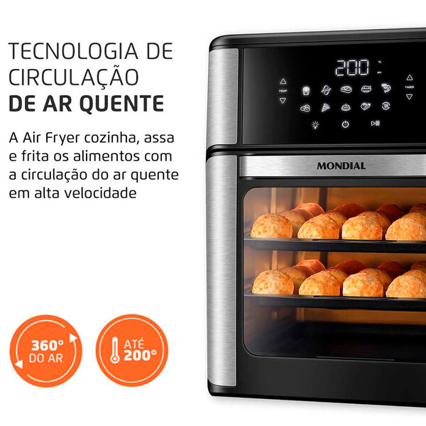 Fritadeira Air Fryer Forno Oven 12l Mondial Afon-12l-bi 2000w 220v